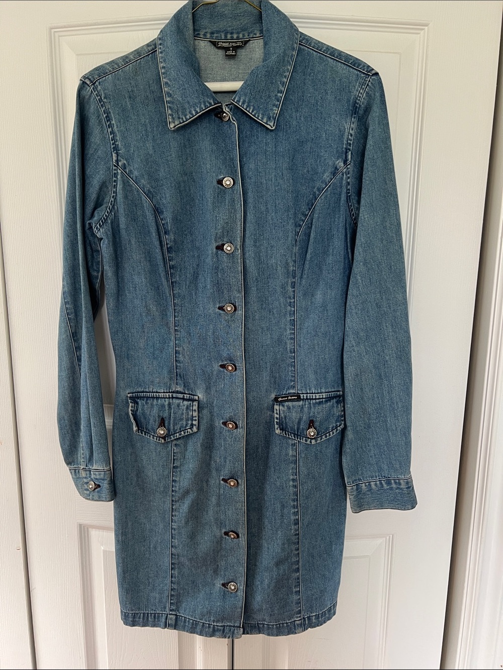 Guess Blue Denim Mini Dress Jacket
